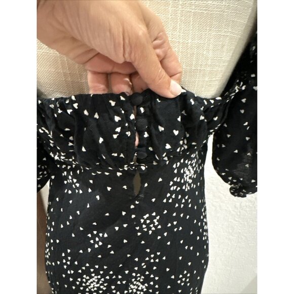 Anthropologie Black With White Hearts Sweetheart Dress L - Picture 6 of 9
